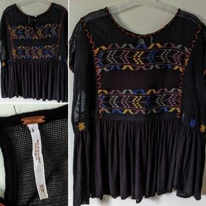 FREE PEOPLE Black Pleated Mini Dress